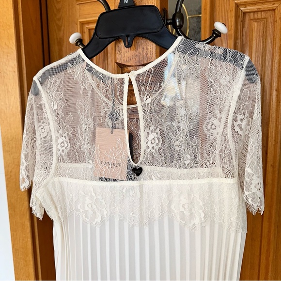 Twin-Set Milano lace top pleated dress tunic size S (42 European) 100% polyester - Picture 7 of 12